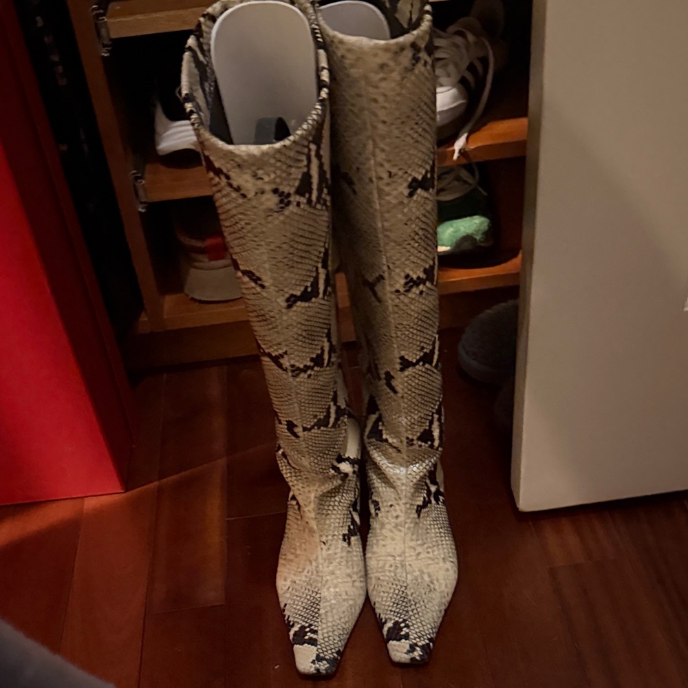 KHAITE Snakeskin Over the Knee Boots